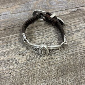 ✨ Brighton Vintage Brown Leather & Silver-Plated Belt Buckle Bracelet ✨